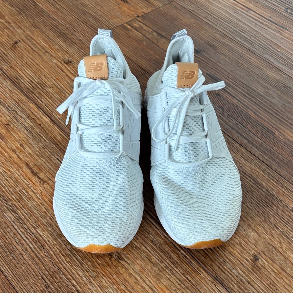 New Balance White and Tan Athletic Shoes